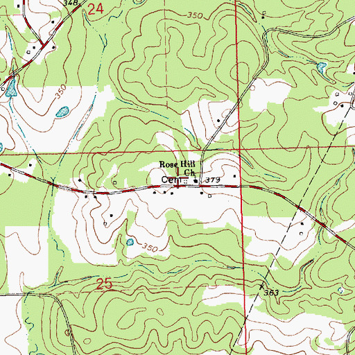 Topographic Map of Rose Hill Church, MS