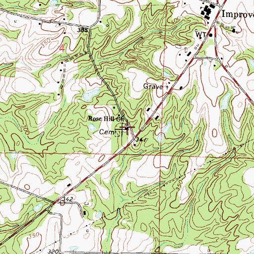 Topographic Map of Rose Hill Church, MS