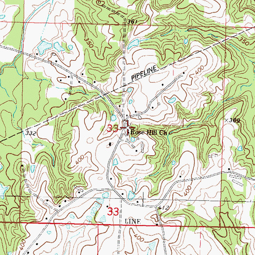 Topographic Map of Rose Hill Church, MS