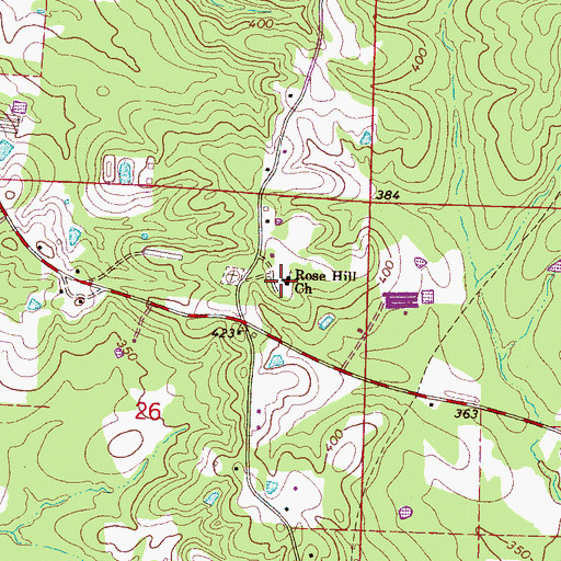 Topographic Map of Rose Hill Church, MS