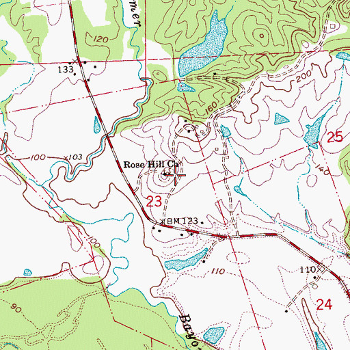 Topographic Map of Rose Hill Church, MS