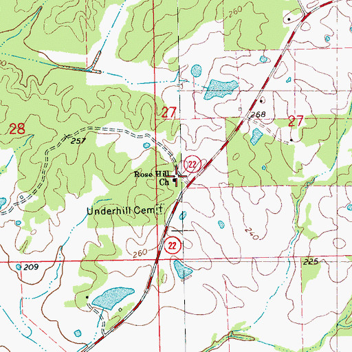 Topographic Map of Rose Hill Church, MS