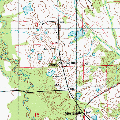 Topographic Map of Rose Hill Church, MS