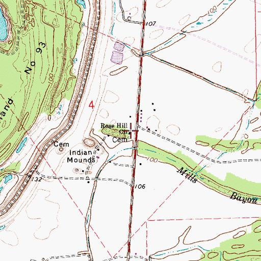 Topographic Map of Rose Hill Church, MS