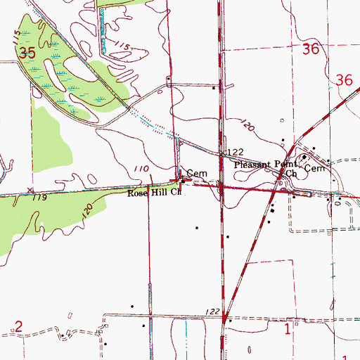 Topographic Map of Rose Hill Church, MS