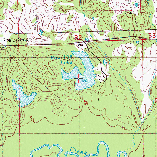 Topographic Map of Rose Hill Lake, MS