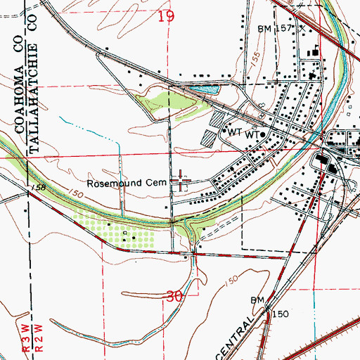 Topographic Map of Rosemound Cemetery, MS