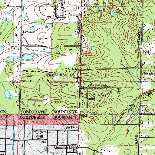 Topographic Map of Sardis Road Missionary Baptist Church, AR