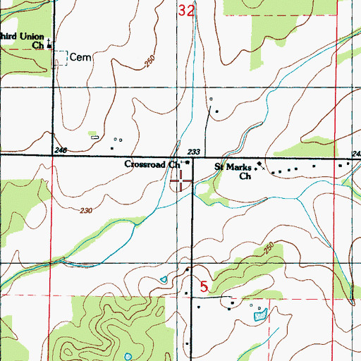 Topographic Map of Rosenward School, MS