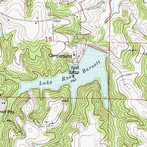 Topographic Map of Lake Ross Barnett, MS