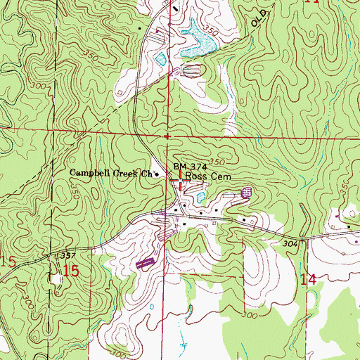 Topographic Map of Ross Cemetery, MS
