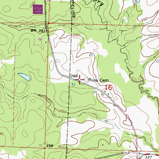 Topographic Map of Ross Cemetery, MS