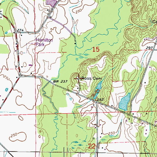 Topographic Map of Ross Cemetery, MS