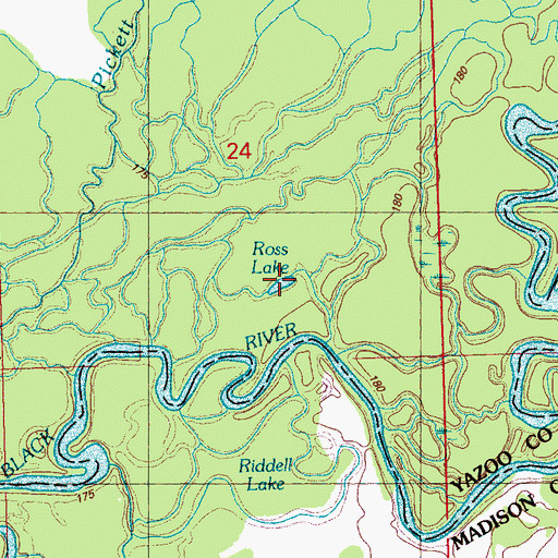 Topographic Map of Ross Lake, MS