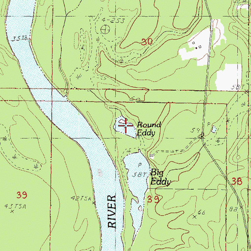 Topographic Map of Round Eddy, MS