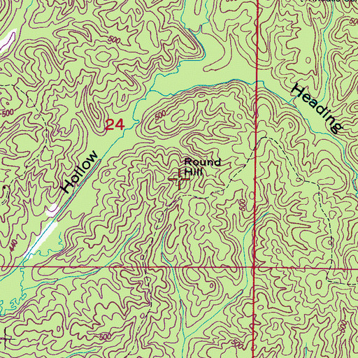 Topographic Map of Round Hill, MS