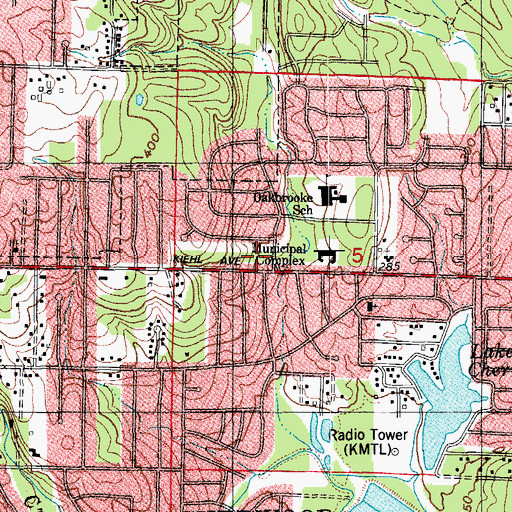 Topographic Map of Sherwood Oaks Shopping Center, AR