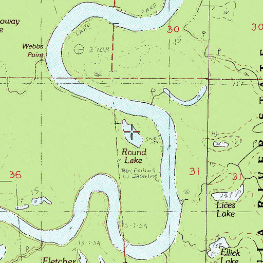 Topographic Map of Round Lake, MS