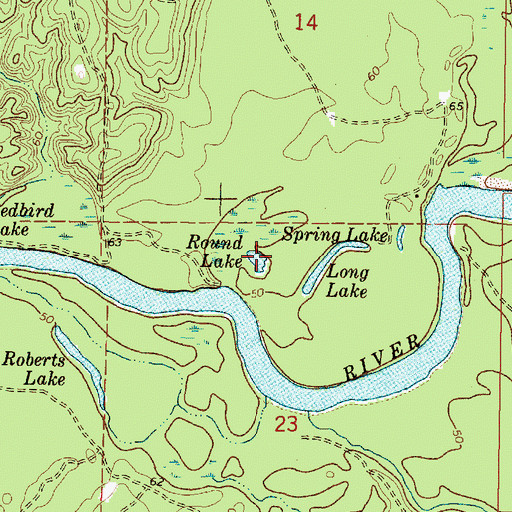 Topographic Map of Round Lake, MS
