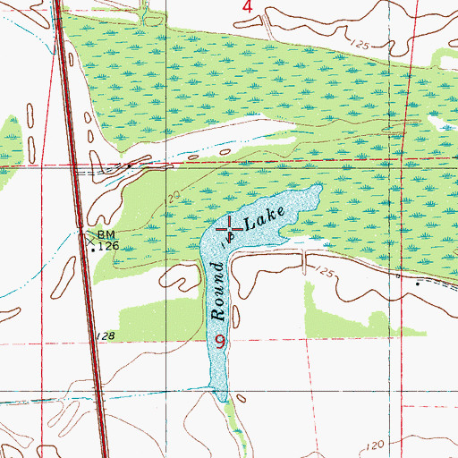 Topographic Map of Round Lake, MS