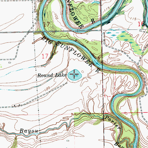 Topographic Map of Round Lake, MS