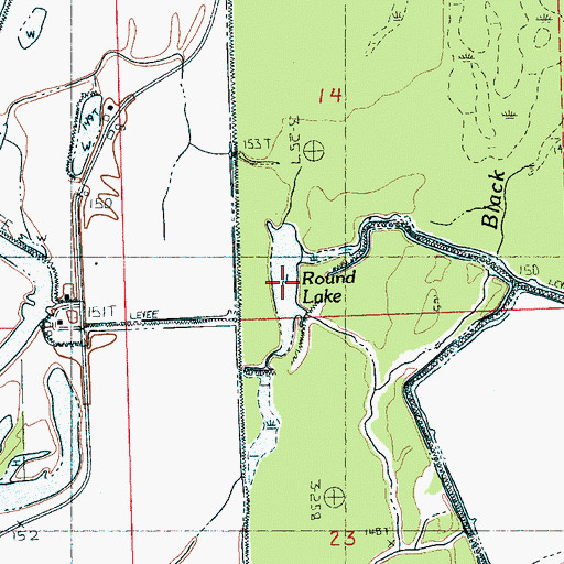 Topographic Map of Round Lake, MS