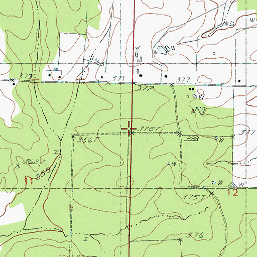 Topographic Map of Round Prairie, MS