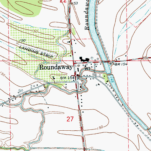 Topographic Map of Roundaway, MS