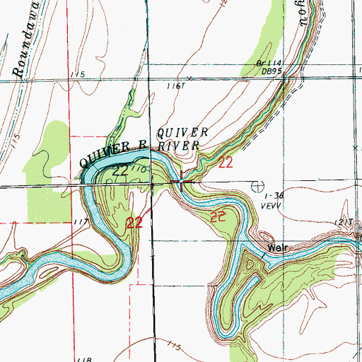 Topographic Map of Roundaway Bayou, MS