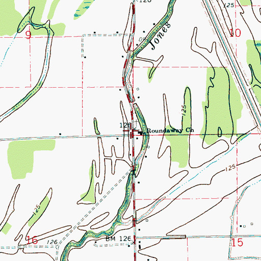 Topographic Map of Roundaway Church, MS