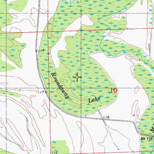 Topographic Map of Roundaway Lake, MS