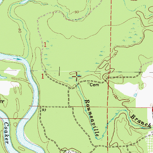 Topographic Map of Rounsaville Branch, MS