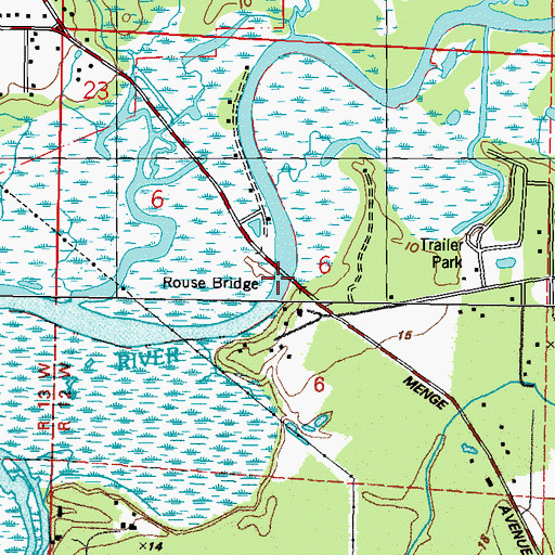 Topographic Map of Rouse Bridge, MS
