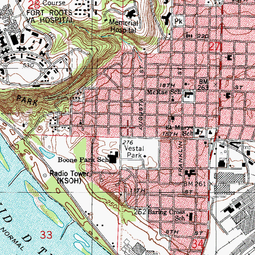 Topographic Map of Sixteenth Street Baptist Church, AR