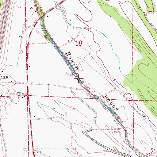 Topographic Map of Rowen Bayou, MS