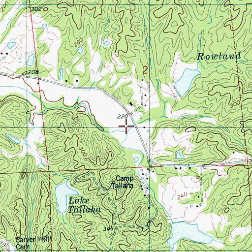 Topographic Map of Rowland Branch, MS