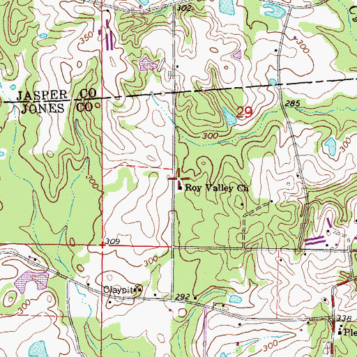 Topographic Map of Roy Valley Church, MS