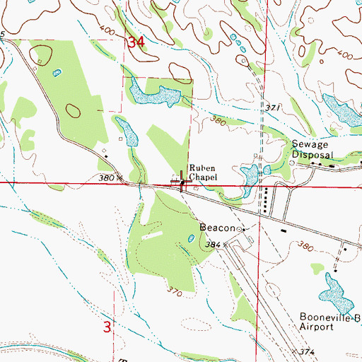 Topographic Map of Ruben Chapel, MS
