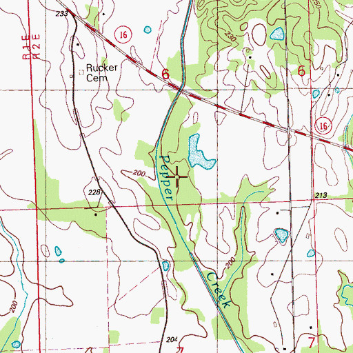 Topographic Map of Rucker Creek, MS