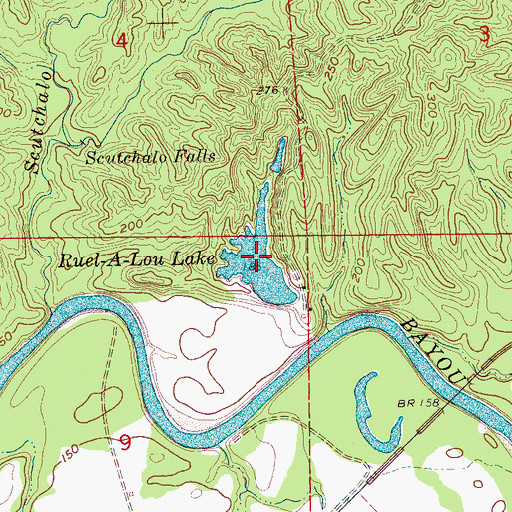 Topographic Map of Ruel-A-Lou Lake, MS