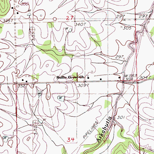Topographic Map of Ruffin Grove Church, MS