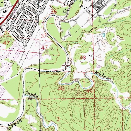 Topographic Map of Rules Branch, MS