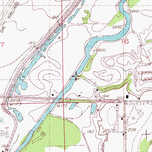 Topographic Map of Running Slough Ditch, MS