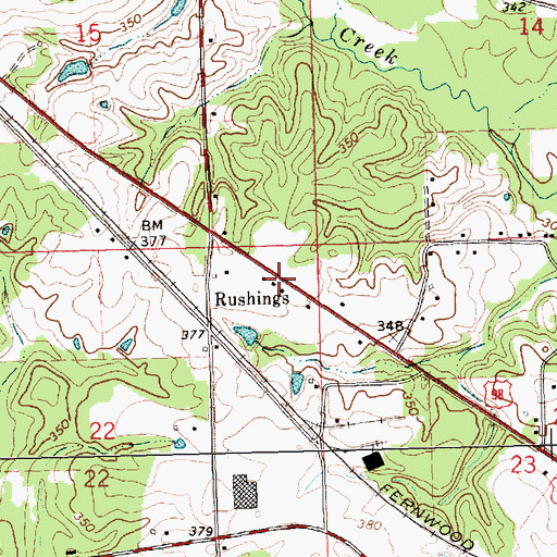 Topographic Map of Rushing, MS