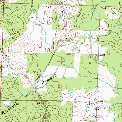 Topographic Map of Russell Branch, MS