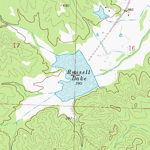 Topographic Map of Russell Lake, MS
