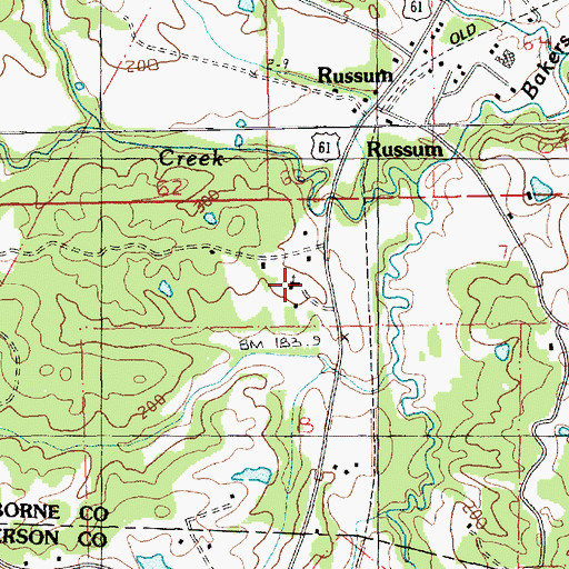 Topographic Map of Russum School, MS