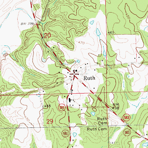 Topographic Map of Ruth, MS