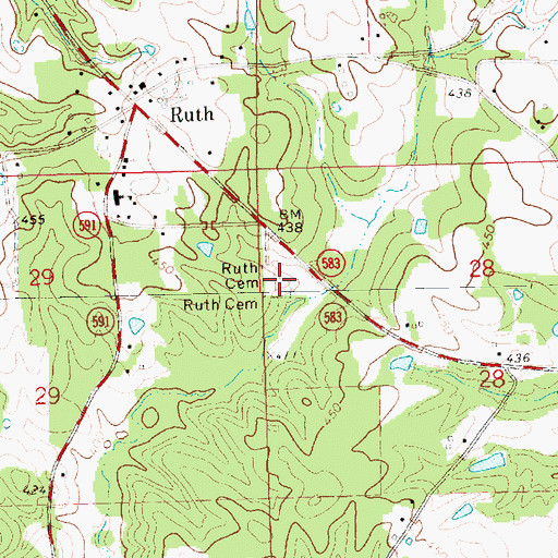 Topographic Map of Ruth Cemetery, MS