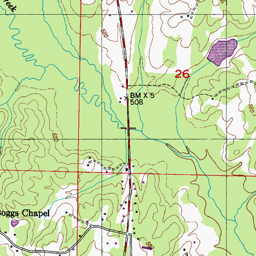 Topographic Map of Rutledge Branch, MS